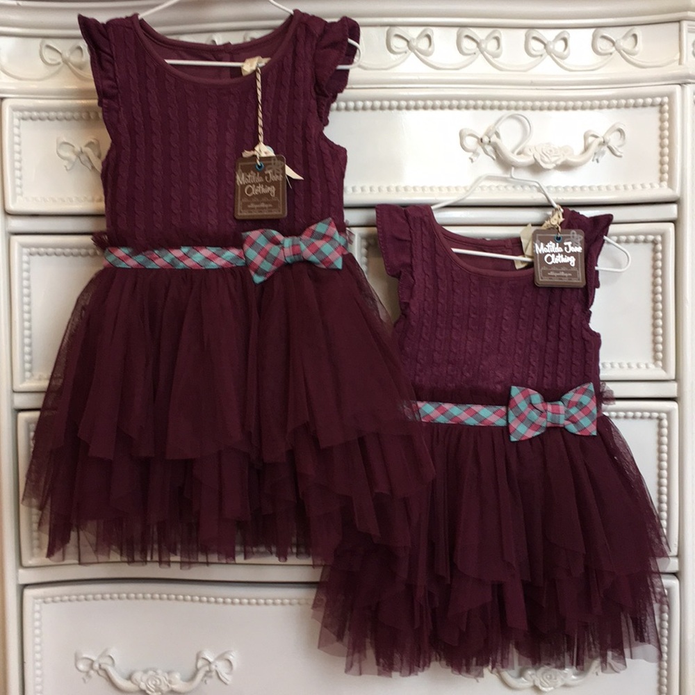 NWT MATILDA JANE tulle sweater dress 4 burgundy